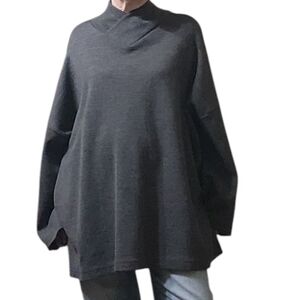 Bryn Walker Wool Shawl Collar Pullover Office Outing Oversized Sweater Sz M grey